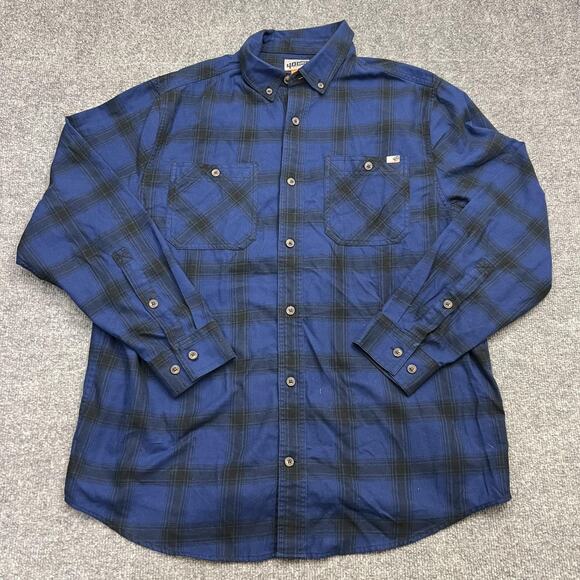 Duluth Trading 40 Grit Shirt Mens Large Blue Plaid Button Down Long Sleeve - Picture 1 of 10